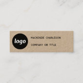 シンプルロゴとQRコードクラフト スキニー名刺 (正面)