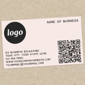 シンプルロゴとQRコード赤面ピンク 長方形シール