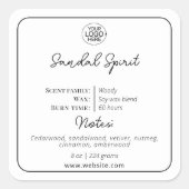 シンプルロゴのキャンドルスクリプトを追加する スクエアシール (正面)