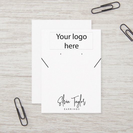 シンプルロゴのネックレスイヤリングディスプレイカード 名刺 (正面/裏面インサイチュ)