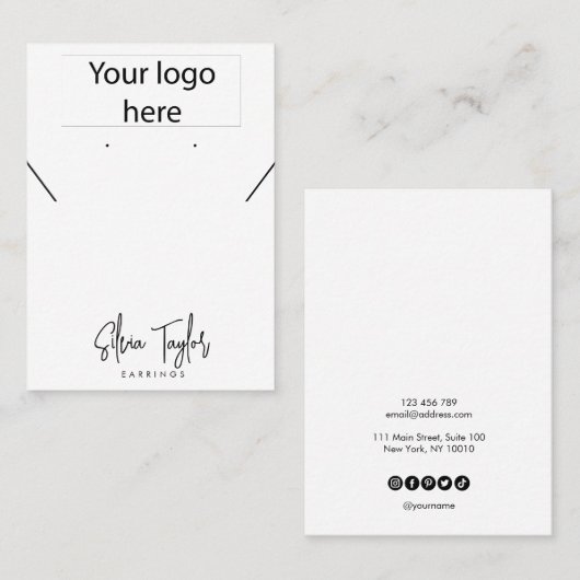 シンプルロゴのネックレスイヤリングディスプレイカード 名刺 (正面/裏面)