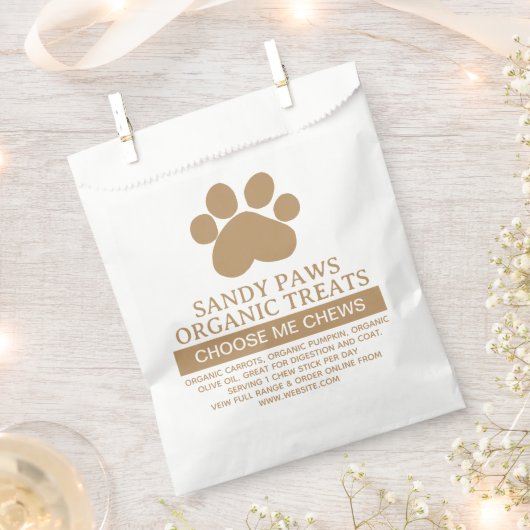 シンプルロゴのビジネスで食材を扱う犬 フェイバーバッグ (クリップ留めされた状態)