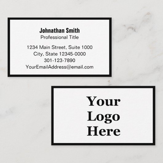 シンプルロゴの名刺の白黒 予約カード (正面/裏面)