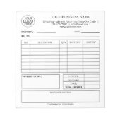 シンプルロゴの請求書を白黒で追加 ノートパッド (正面)