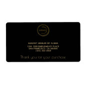 シンプルロゴの追加ブラック金ゴールド差出人住所 ラベル (正面)