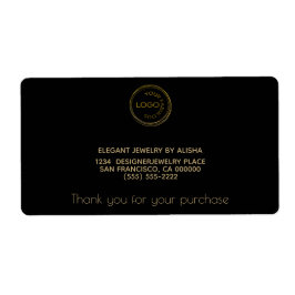 シンプルロゴの追加ブラック金ゴールド差出人住所 ラベル