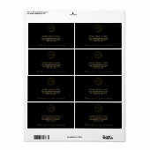 シンプルロゴの追加ブラック金ゴールド差出人住所 ラベル (フルシート)