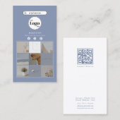 シンプルロゴほこりっぽい青いInstagramフォトコラージュ 名刺 (正面/裏面)