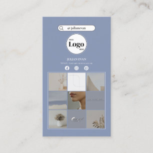 シンプルロゴほこりっぽい青いInstagramフォトコラージュ 名刺