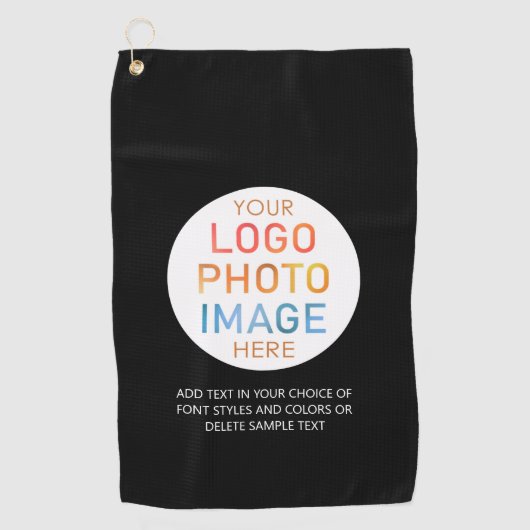 シンプルロゴまたは写真のパーソナライズされたカスタム色 ゴルフタオル (正面)