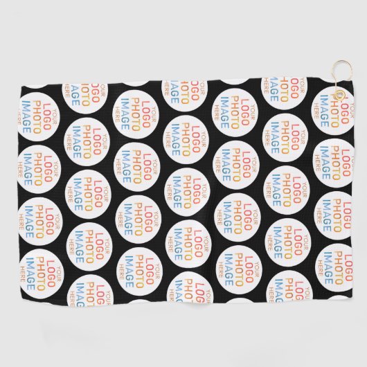 シンプルロゴまたは写真繰り返しパターン ゴルフタオル (横)