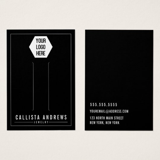 シンプルロゴを追加する黒ヘアクリップ表示カード (正面&裏面)