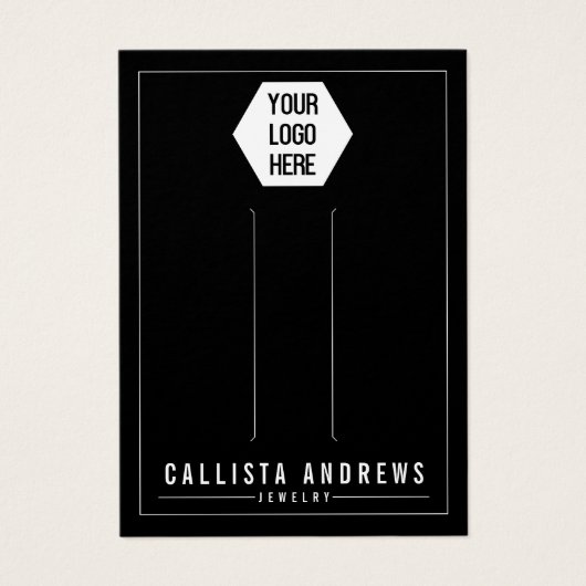 シンプルロゴを追加する黒ヘアクリップ表示カード (正面)