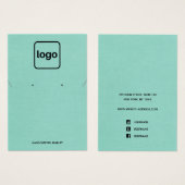 シンプルロゴを追加アクアブルーイヤリングネックレスディスプレイ (正面&裏面)