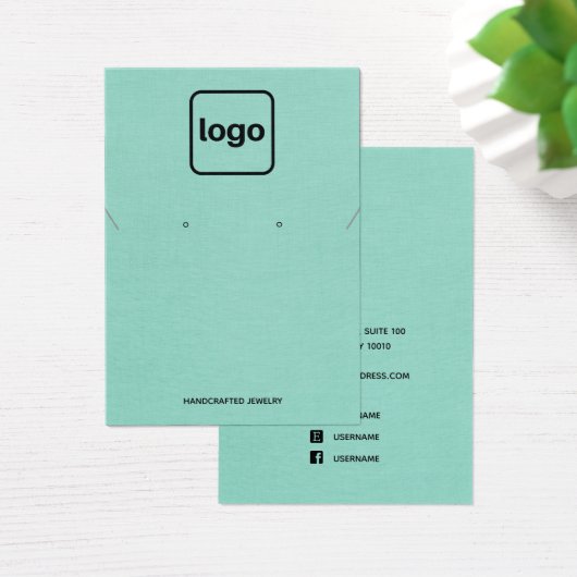 シンプルロゴを追加アクアブルーイヤリングネックレスディスプレイ (デスク)