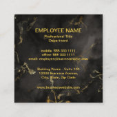 シンプルロゴエレガントブラックと金ゴールド大理石 スクエア名刺 (裏面)