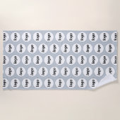 シンプルロゴパターンのビジネスのプロモーションブルー ビーチタオル (正面)