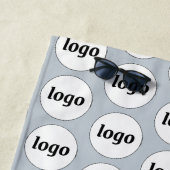 シンプルロゴパターンのビジネスのプロモーションブルー ビーチタオル (インサイチュ)