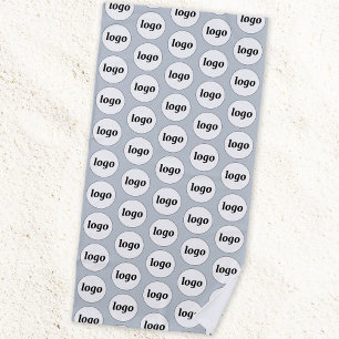 シンプルロゴパターンのビジネスのプロモーションブルー ビーチタオル