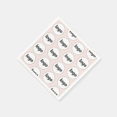 シンプルロゴパターンの赤面ピンク スタンダードカクテルナプキン (角)