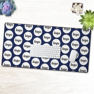 シンプルロゴパターンビジネスのプロモーション海軍ブルー デスクマット