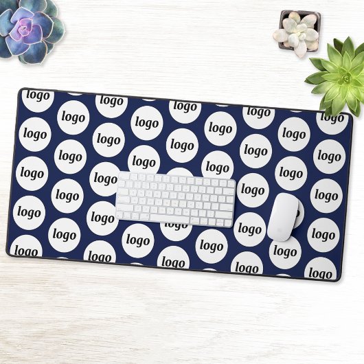 シンプルロゴパターンビジネスのプロモーション海軍ブルー デスクマット