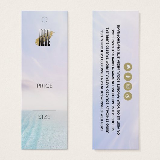 シンプルロゴビーチシーン衣料価格ラベル (正面&裏面)