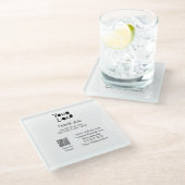 シンプルロゴミニマル/デザインの追加文字Q R ガラスコースター (アングル)