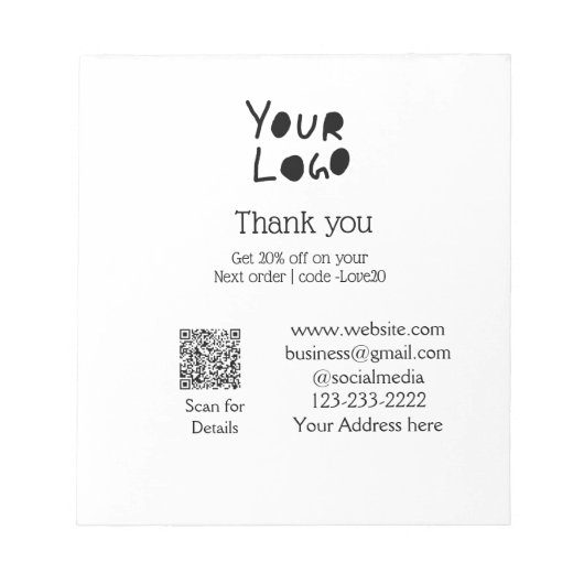 シンプルロゴミニマル/デザインの追加文字Q R ノートパッド (正面)