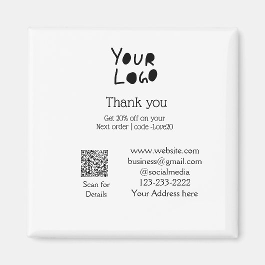 シンプルロゴミニマル/デザインの追加文字Q R マグネット (正面)