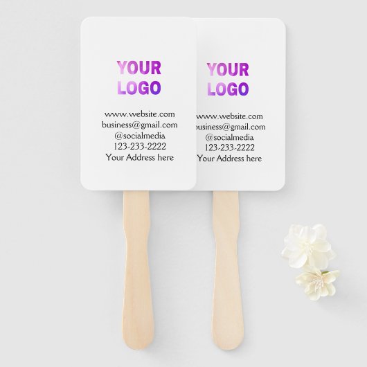 シンプルロゴミニマル/デザインをここに追加文字pos ハンドファン (正面&裏面)