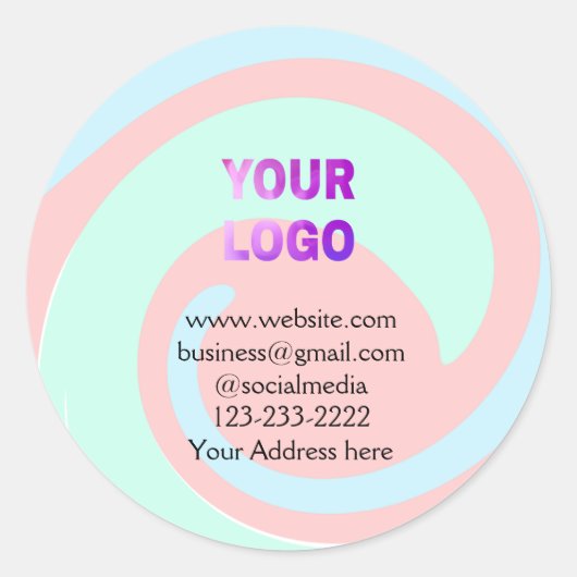 シンプルロゴミニマル/デザインをここに追加文字pos ラウンドシール (正面)