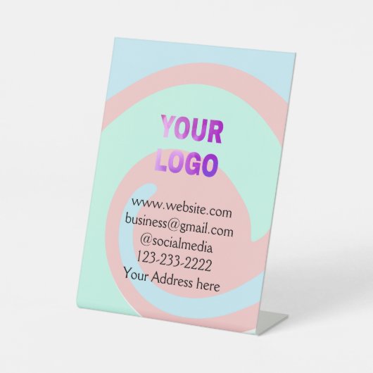 シンプルロゴミニマル/デザインをここに追加文字pos 台座サイン (正面)