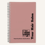 シンプルロゴモットピンクブラックヘアサロン ノートブック (正面)
