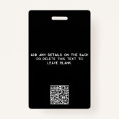 シンプルロゴ写真ID QRコード名タグ バッジ (裏面)