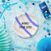 シンプルロゴ名を追加する水の色の紙 ペーパープレート (パーティー)