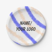 シンプルロゴ名を追加する水の色の紙 ペーパープレート (正面)