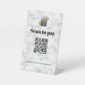 シンプルロゴ大理石スキャンを追加してQRコードを支払う 台座サイン (正面)
