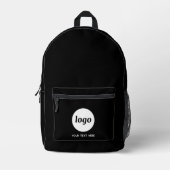 シンプルロゴ文字プロモーションビジネスブラック プリントバックパック (正面)