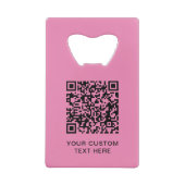シンプルロゴ文字QRコードピンク クレジットカード栓抜き (裏面)