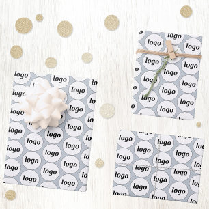 シンプルロゴ業務模様パウダーブルー ラッピングペーパーシート