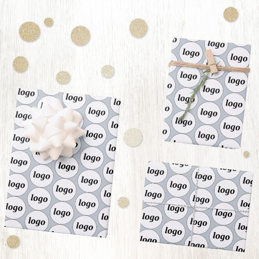 シンプルロゴ業務模様パウダーブルー ラッピングペーパーシート