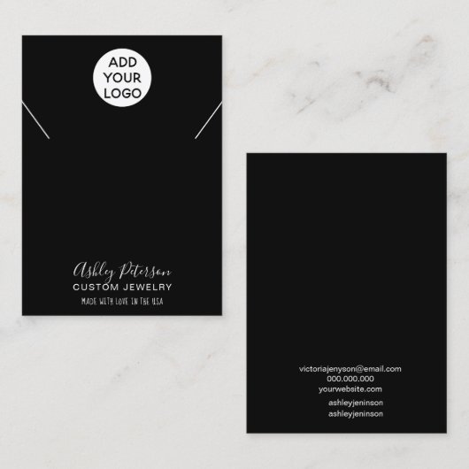 シンプルロゴ白黒ジュエリーネックレス表示 名刺 (正面/裏面)