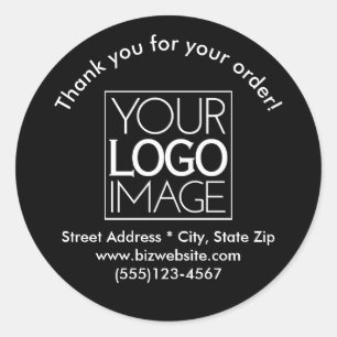 シンプルロゴ白黒Business Thank You ラウンドシール