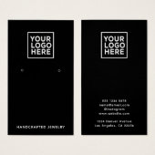 シンプルロゴ黒ジュエリーイヤリング表示カード (正面&裏面)