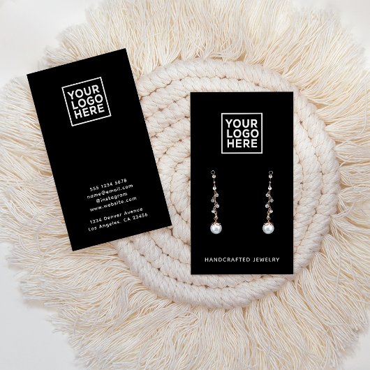 シンプルロゴ黒ジュエリーイヤリング表示カード