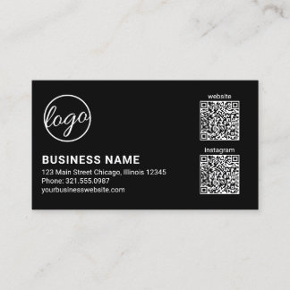 シンプルロゴ黒モダンQRコード 名刺
