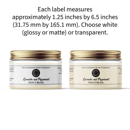 シンプルロゴ1.25 x 6.5付きホワイトコスメティックジャラベル シール