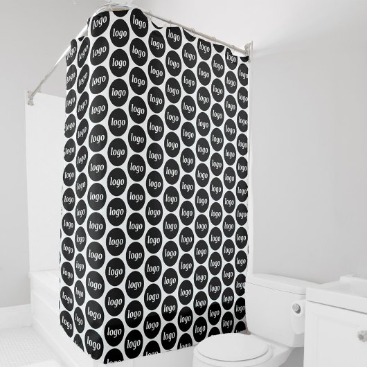 シンプルロゴ・ビジネス・パターンの販促 シャワーカーテン