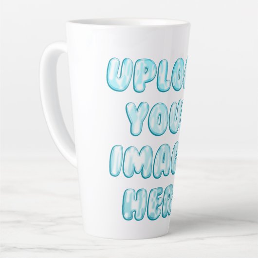 シンプルロゴ、文字、フルサイズイメージ カフェラテマグ (左アングル)